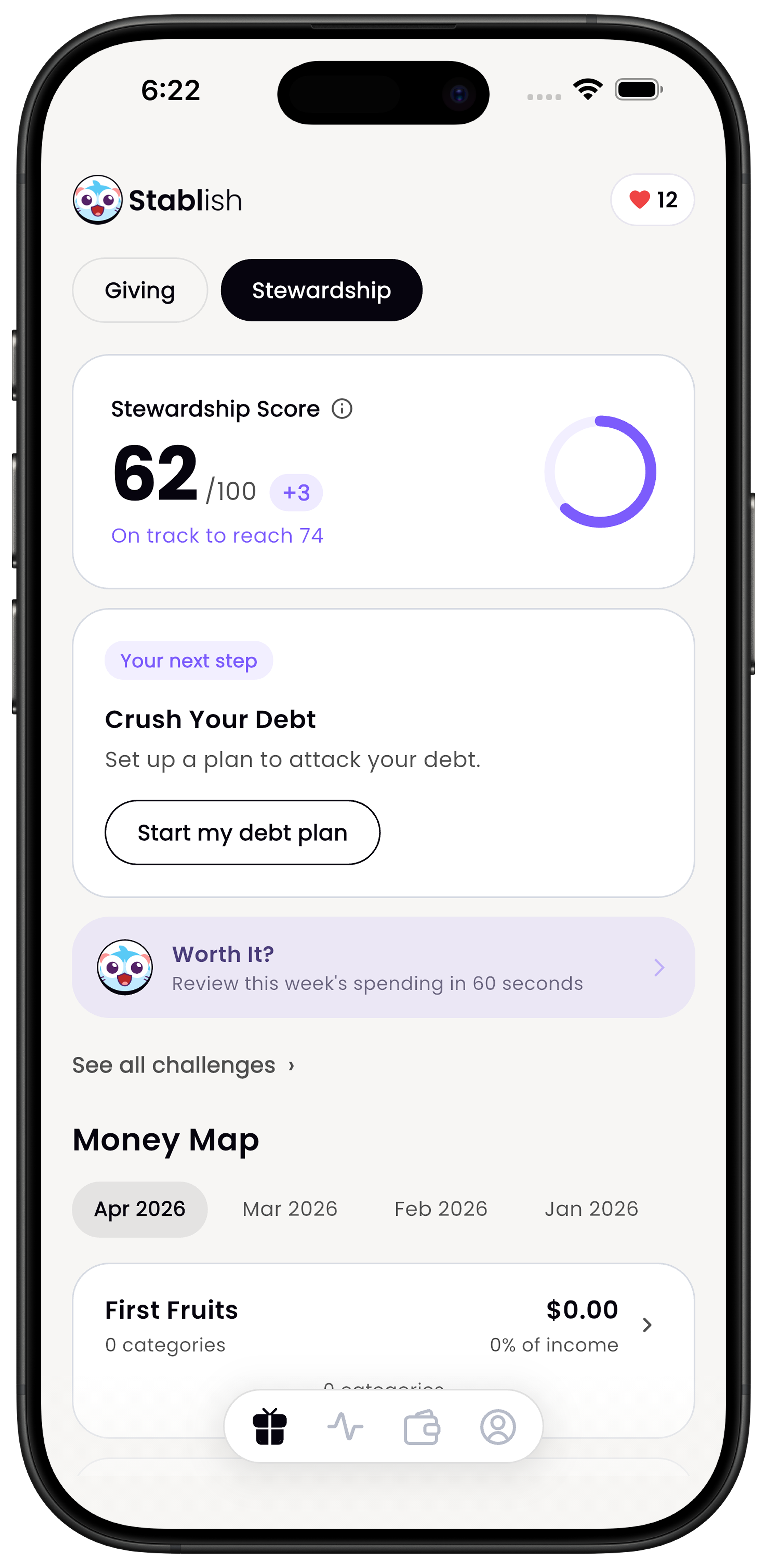 AI Challenges — Crush Your Debt challenge on Stewardship dashboard